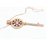 Подвеска серебряная Tiffany большой золотой ключ камни swarovski