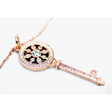 Подвеска серебряная Tiffany маленький золотой ключ камни swarovski