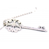 Подвеска серебряная Tiffany большой белый ключ сердечки камни swarovski