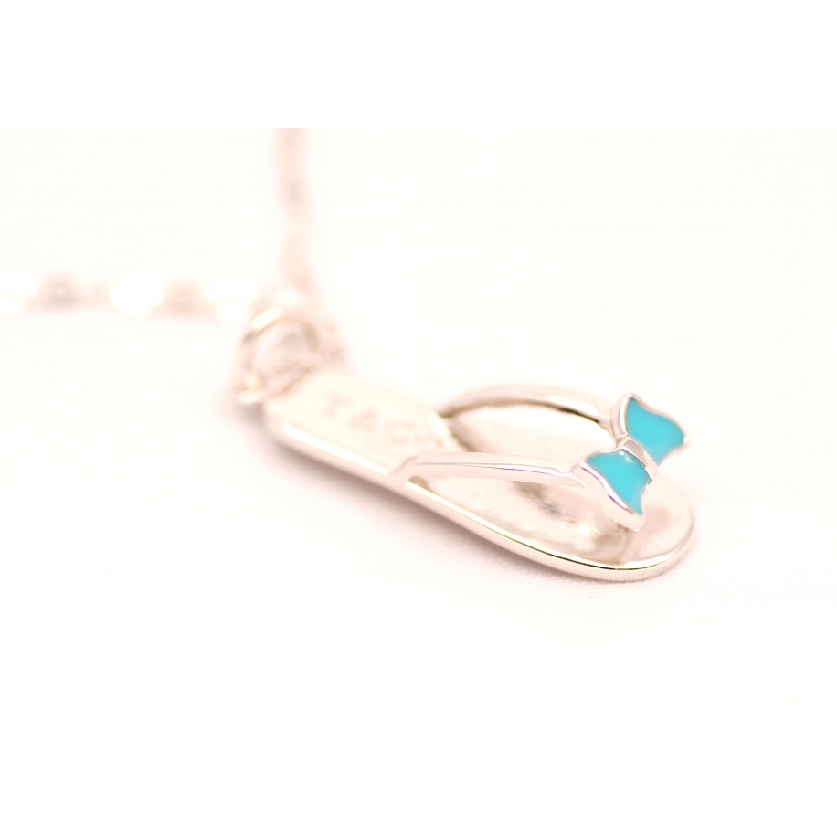 Подвеска серебряная Tiffany вьетнамки бирюзовая эмаль