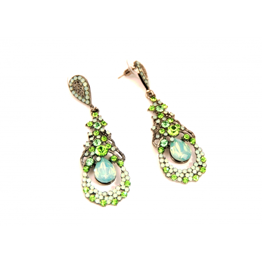 Серьги Dolce & Gabbana овалы бирюзово - салатовые камни