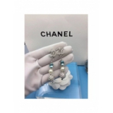Бирюзовые Серьги Chanel значок бирюзовый камень шарик камни