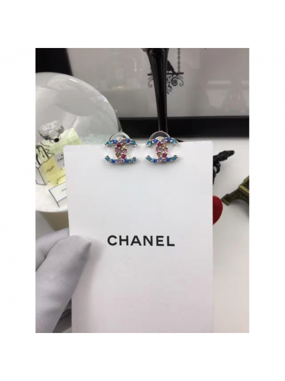 Голубые Серьги Chanel голубые разноцветные камни