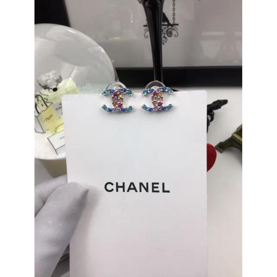 Голубые Серьги Chanel голубые разноцветные камни