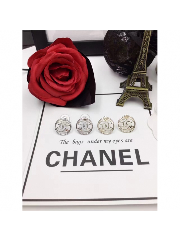 Золотые Серьги Chanel золотой значок шанель круг