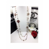 Золотое Колье Chanel длинное красные камни