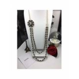 Черная Колье Chanel цепь значок черная кожа