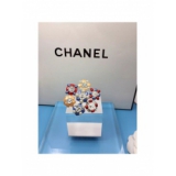 Золотая Брошка Chanel цветы оранжево - сине - красные