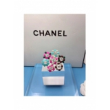 Золотая Брошка Chanel цветы бирюзово - розовые