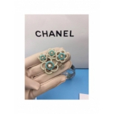 Золотая Брошка Chanel цветы бирюзово - белые жемчужинки