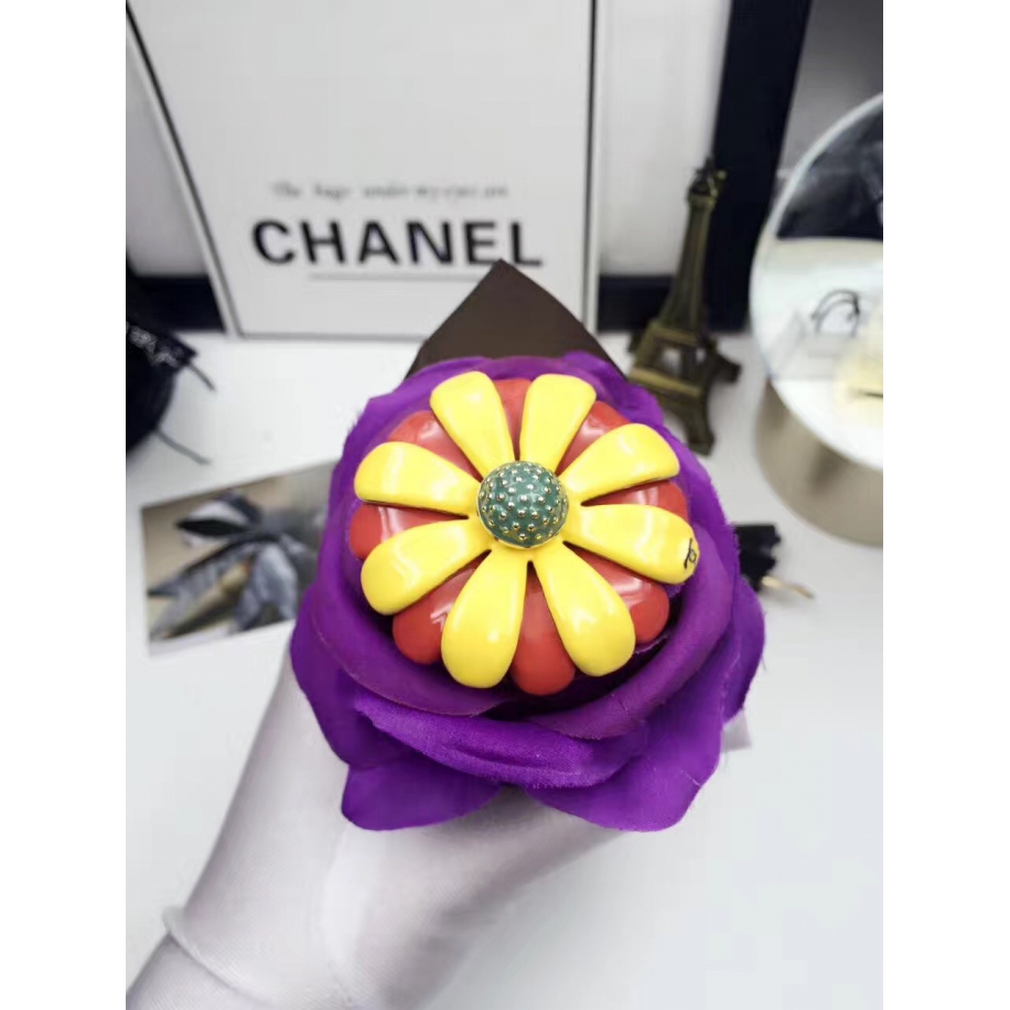 Красно - Желтая Брошка Chanel цветок эмаль красно - желтый