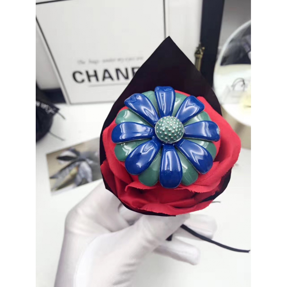 Сине - Зеленая Брошка Chanel цветок эмаль сине - зеленый