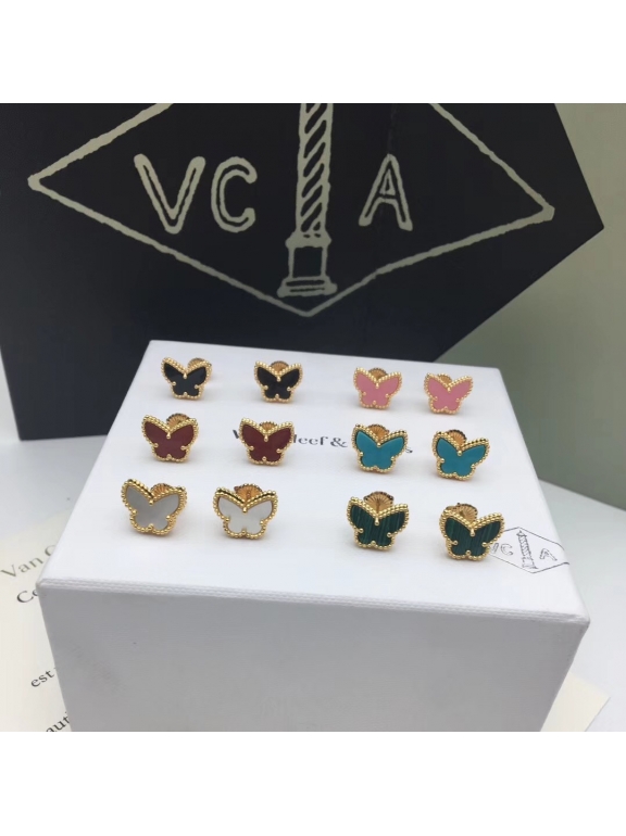 Черные Серьги в стиле VCA в золоте ( бабочка )