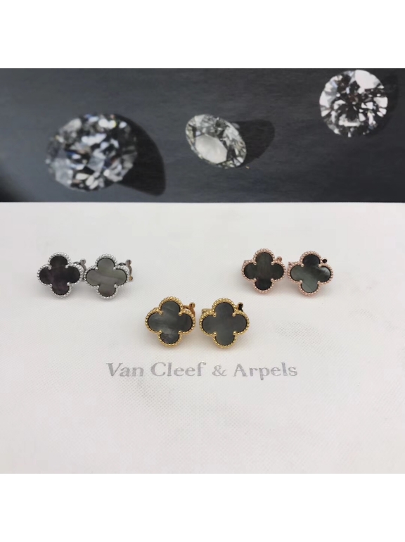Средние Серый Перламутр Серьги Van Cleef & Arpels в золоте