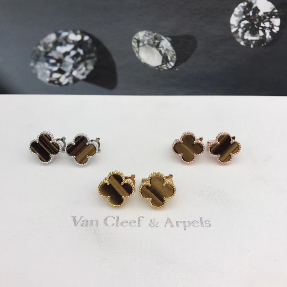 Средние Коричневые Серьги Van Cleef & Arpels в золоте
