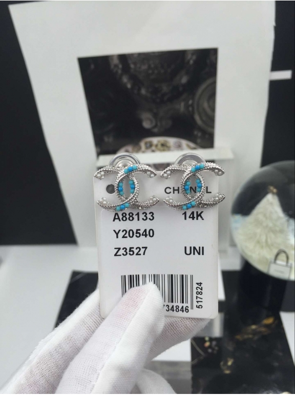 Белые Серьги Chanel белый значок жемчужинки бирюза