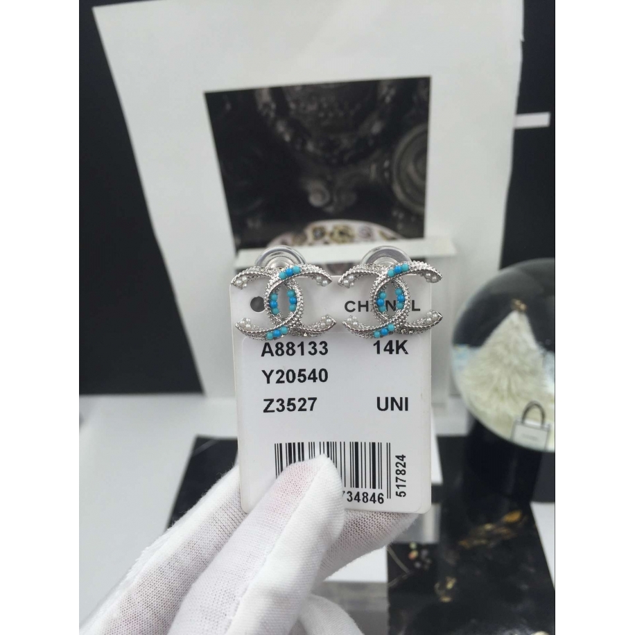 Белые Серьги Chanel белый значок жемчужинки бирюза