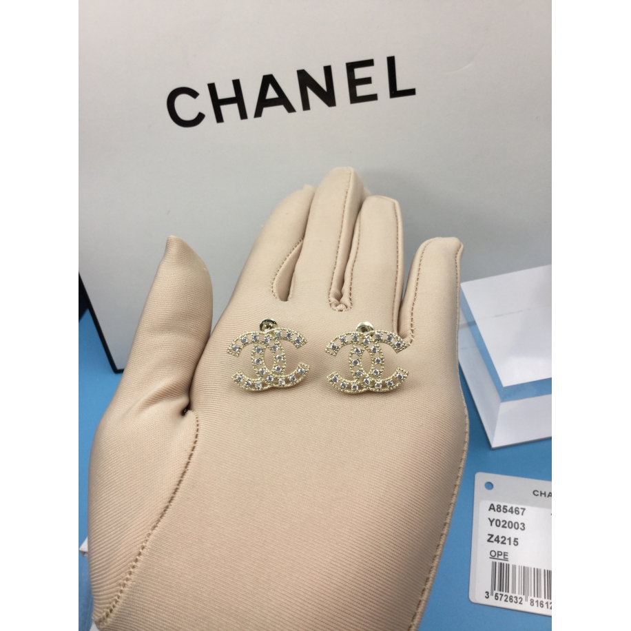 Золотые Серьги Chanel золотой значок камни