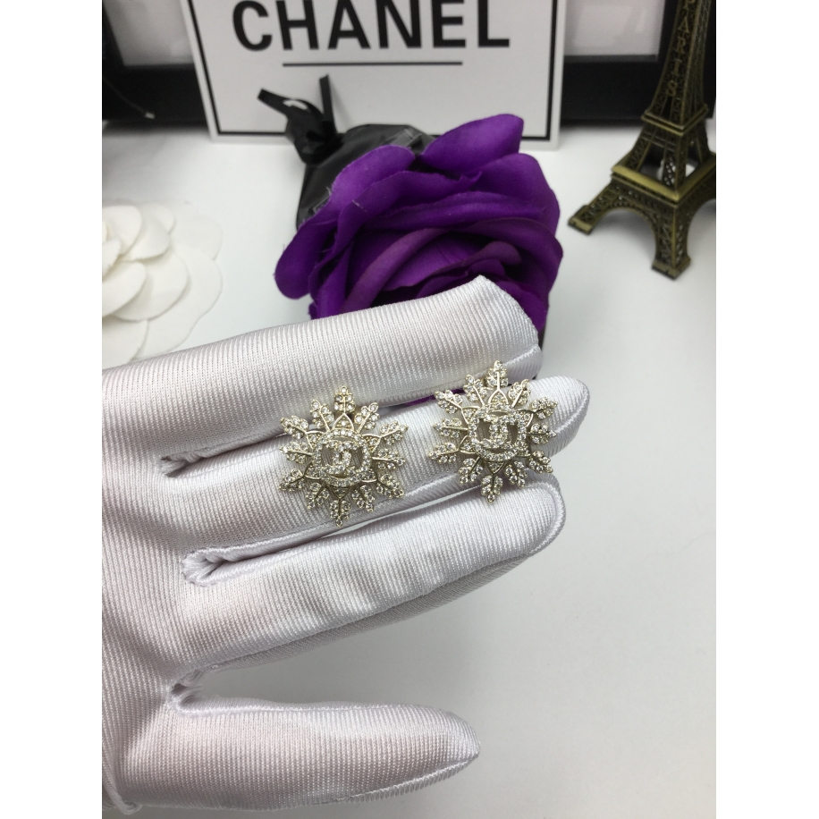 Золотые Серьги Chanel золотые снежинки камни