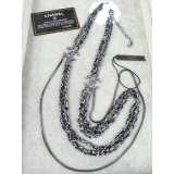 Черное Колье Chanel значок длинная цепь кожа