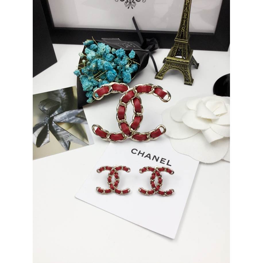 Красная Брошка Chanel значок красная кожа