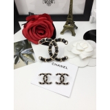 Черная Брошка Chanel значок черная кожа