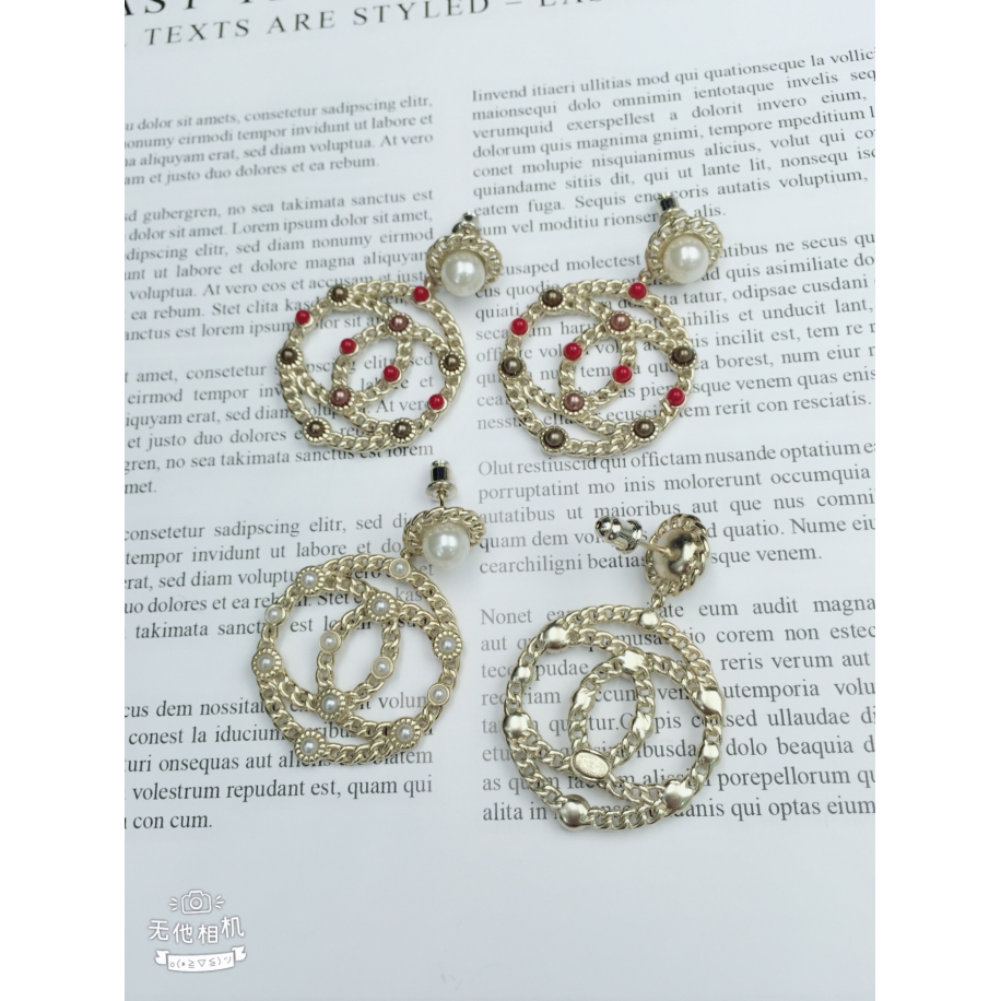  Золотые Серьги Chanel круги значок белые жемчужинки 