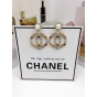  Золотые Серьги Chanel круг значок разноцветные камни жемчужинки 