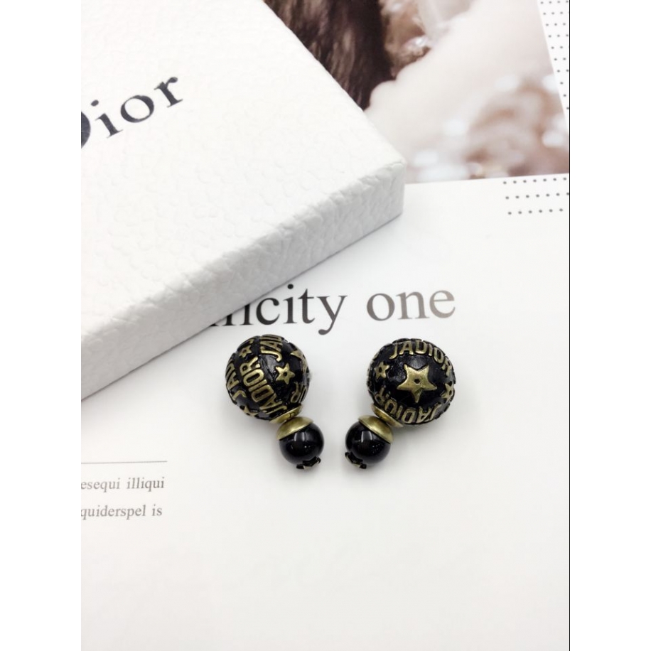 Серьги Christian Dior черные пусеты золотые jadior звезды