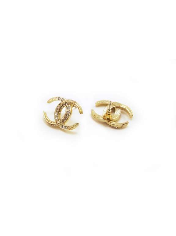 Золотые серьги Chanel камни