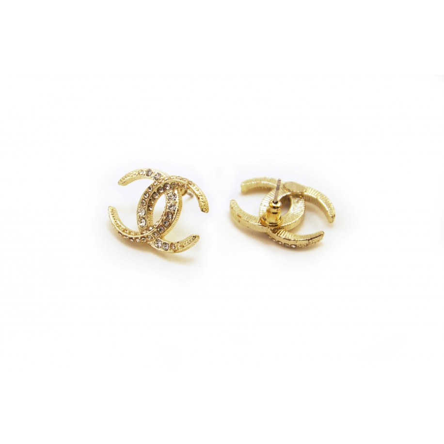 Золотые серьги Chanel камни