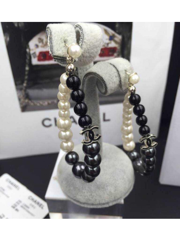 Черно - Серо - Белые серьги Chanel жемчужинки
