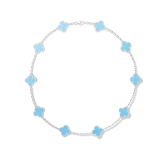 Бирюзовое Колье Van Cleef & Arpels 10 цветочков в белом